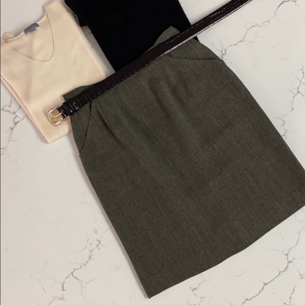 Jones New York tweed a-line skirt with pockets - black and tan